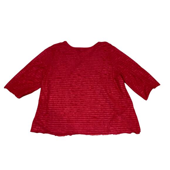 Catherines Top Womens Plus Size 2X 22/24W 3/4 Sleeve Pink Ruffle Lacy Blouse - Picture 2 of 12